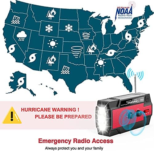 Radio za hitne slučajeve-6000 ručni radijski solarni Radio OMEW NOAA Weather Radio, Radio za preživljavanje prijenosni Am Fm sa baterijskom lampom, lampom senzora pokreta, SOS alarmom za hitne slučajeve i kućne potrepštine
