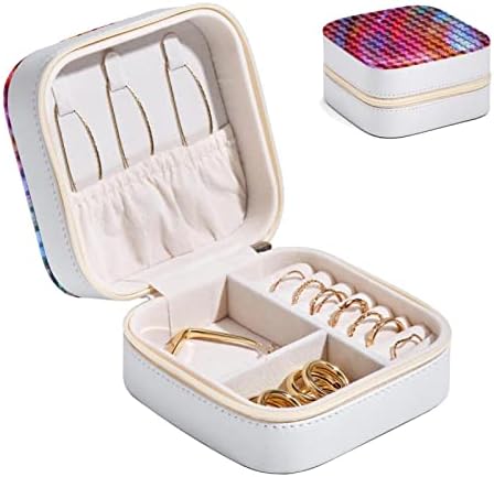 Kutija za putovanja, male nakit organizatora za žene djevojke, karirani, putni nakit, PU kožni mini prijenosni