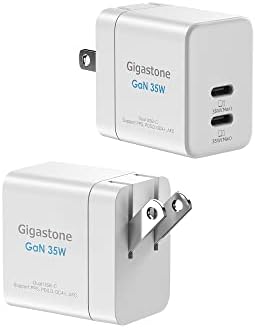 Gigastone Mini 35W Dual USB C Gan punjač [2-Pack] Gan Power Go PPS inteligentna raspodjela snage sklopivi utikač Puna brzina, kompatibilan sa iPad iPhoneom 14 Pro Max/13/12/11/X / 8, Galaxy S20 / S10