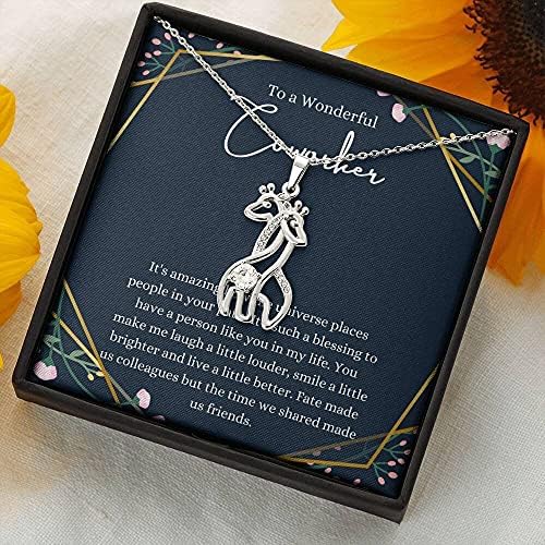 Nakit za karticu poruke, ručno izrađena ogrlica - personalizirani poklon Giraffe, coworker ogrlica, poklon