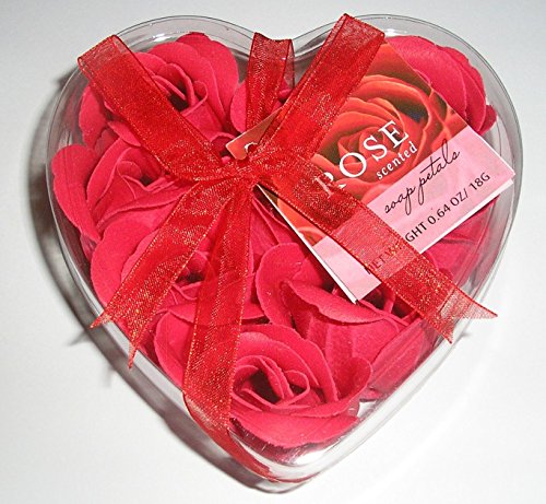 Mirisne latice sapuna u obliku crvene ruže Set od 9 u kutiji u obliku srca sa crvenom trakom kompanije Greenbriar