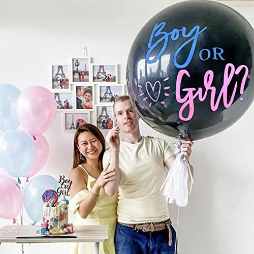 GRIT Jumbo 36 inčni balon za otkrivanje spola, dječak ili djevojčica Crni štampani baloni dekoracija zabave