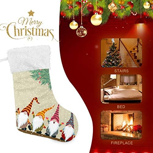 Alaza Božićne čarape Božićna kartica sa gnomima klasična personalizirana velika uređenja čarapa za obiteljski