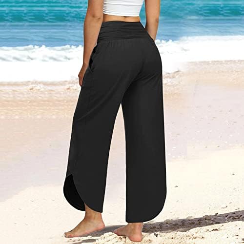 Labavi ugradbeni hlače za žene Casual Comfy Solid Yoga sa džepovima Nepravilna noga Sportska vježba Ležerne