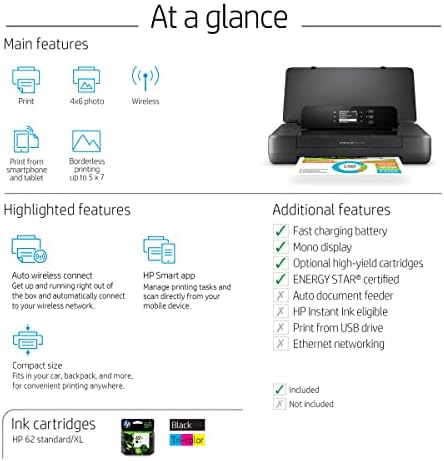 HP OfficeJet 200 prijenosni Printer s bežičnim & amp ;mobilne štampanje, crn