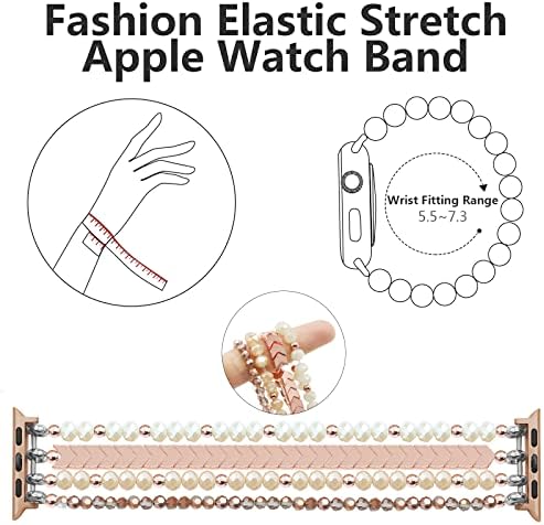 Tommeie narukvica Kompatibilan sa Apple Watch Bands 38mm 40mm 41mm 42mm 44mm 45mm 49mm IWATCH BANDS serije SE 8 7 6 5 4 3 2 1 Žene Dressing Fancy Fashion Elastict Streetsy Pearl Watch Band