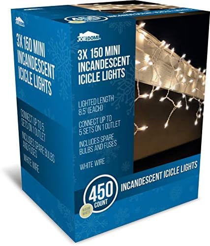 Joiedomi 3 pakovanja 150 užarene Božić Icicle svjetla za unutrašnju & Vanjski Dekoracije, Božić Događanja,