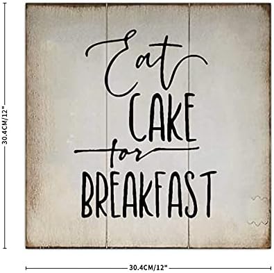 Aihesui Wood znakovi zidni viseći zidni ukras jedu tortu za doručak znakovi za dnevni boravak kuhinja Bathereom spavaća soba uredska škola 12x12inch
