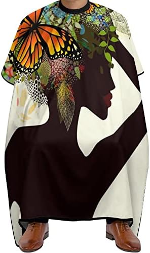 Lijepa afrička žena leptir cvijet brijač bijeli profesionalni rezanje kose pregače frizerski salon ogrtač