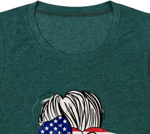 Ženska američka stanka zastava 4. jula Patriotske neuredne platnene grafike voli košulju za ispis slova