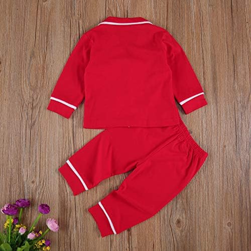 Mainesaka Baby Boy Girl Pijamas Božićni crveni karirani ispis Dugme sa dugim rukavima na gornjoj majici