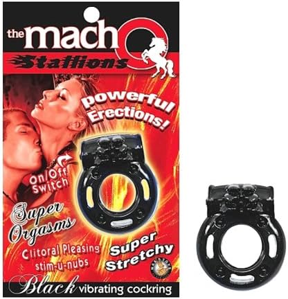 Macho Stallions Cock Ring vibrator, crni