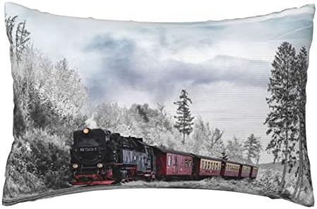 Jastuk za bacanje na parni voz na traci u zimskom snijegu Dekor dugi jastučnici prekrasan prirodni krajolik