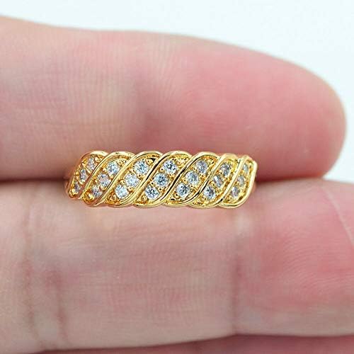 18k žuto zlato punjeni mikro-Pave Topaz umjetnički nakit za zaručnički prsten sa talasima