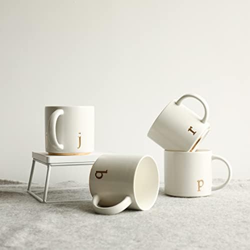 Kolektivni dom-Monogram keramičke šolje, 15 oz zlatnih početnih šoljica za kafu, elegantne šoljice za čaj
