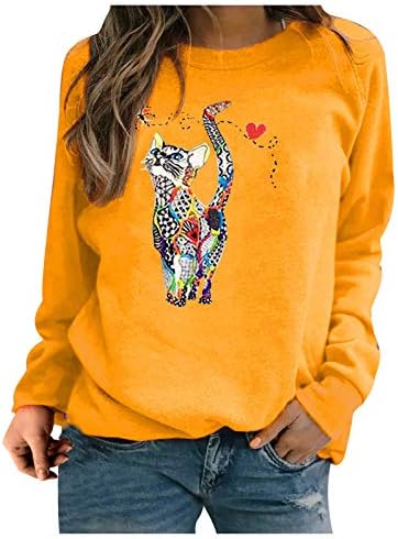 Udobni pulover Womans dugih rukava ugrađeni grafički poliesterski okrugli vrat s rivestonama Cool Party