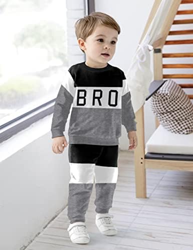 Aellyffo Toddler Boy odjeća za jesen, kontrastni dječaci Dukseri i jogger hlače 2pcs modni dječaci Setovi