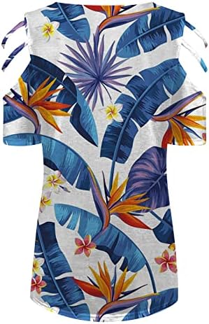 Ženske cvjetne tiskane košulje kratkih rukava zatvarač u V V izrez Bluze hladnog ramena TOP tunika bluza
