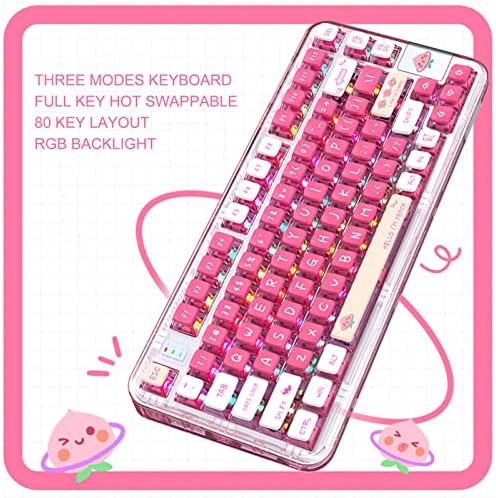 Goshyda mehanička tastatura, Bluetooth 2.4 Ghz bežična RGB tastatura tipa C, slatka ružičasta tastatura,