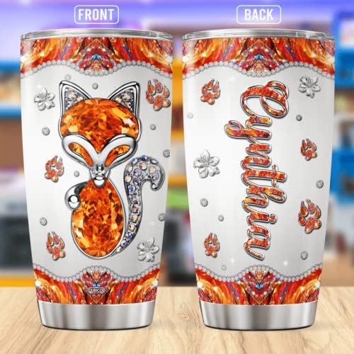 CUBICER personalizovane čaše za kafu prilagođeno ime Fox šolje za čaj za ljubitelje životinja za odrasle