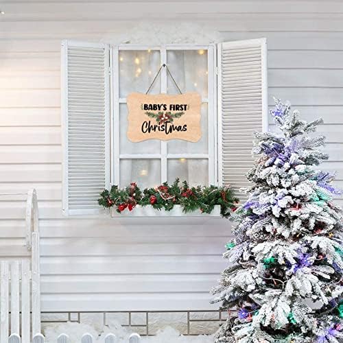 Rustikalni božićni drveni znak plaketi za bebe prvi božićni ruralni drv dobrodošli znak ploče za obrtni