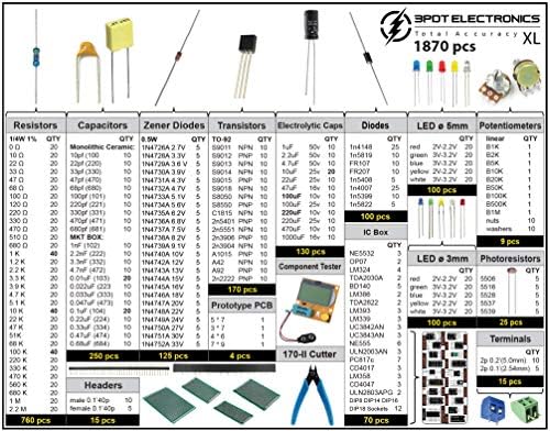 XL elektronički komponentni komponentni asortiman, kondenzatori, otpornici, LED, tranzistori, diode, zener,