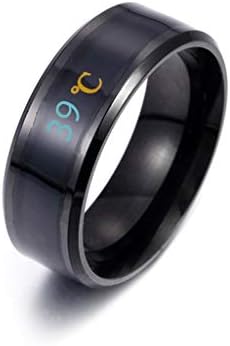Balakie Muški par prsten Fizički inteligentni mjerni prsten za mjerenje temperature Vjenčani pojas Polirani