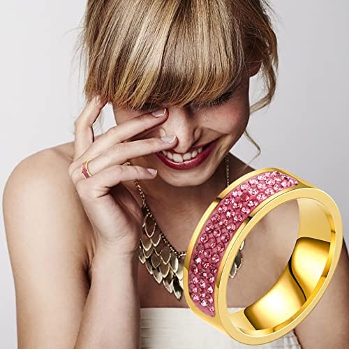 Ženski angažman prstenovi okrugli rezni cirkoni vjenčani prstenovi nakit od nehrđajućeg čelika puni dijamantni