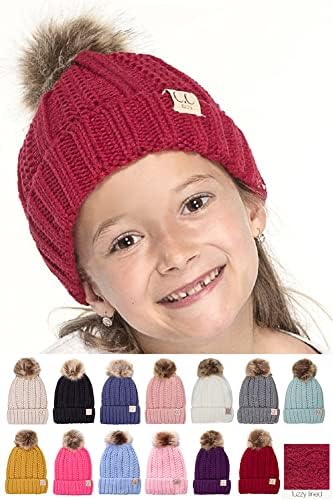 ScavesMe Exclusive 2-7YRS Fuzzy Fleece obložen djecom Dječja djeca Zima Beanie sa pom pom