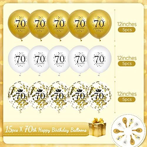 70. rođendan baloni 15pcs bijelo zlato Happy 70th rođendan baloni Confetti Baloni Bijelo zlato 70. rođendani