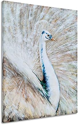 GALLERIEWALLA Peacock Canvas Wall Arts-apstraktna slika životinjskog ulja sa teksturom-Sretna vertikalna