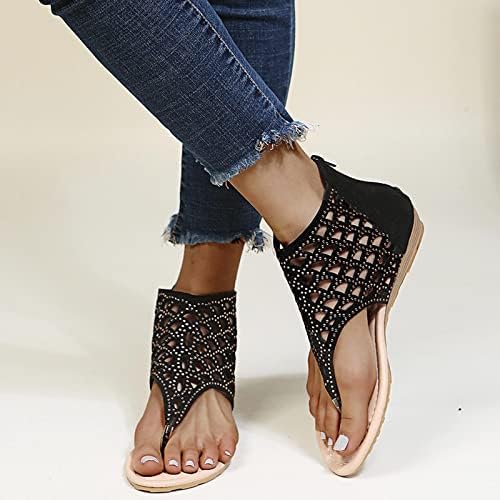 Rhinestone šuplje od prozračne sandale za žene Clip Toe Papuče cipele Summer Fashion Flip FOPS za dame