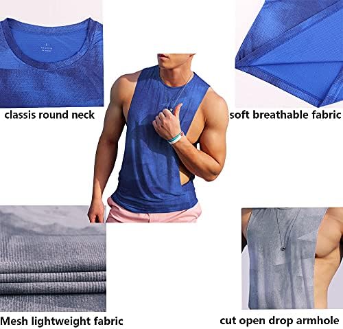 YChnaim Muški mišićni mišićni cisterni rezervoar Top Cut Open Otvori teretanu Majice za bodybuilding prsluk