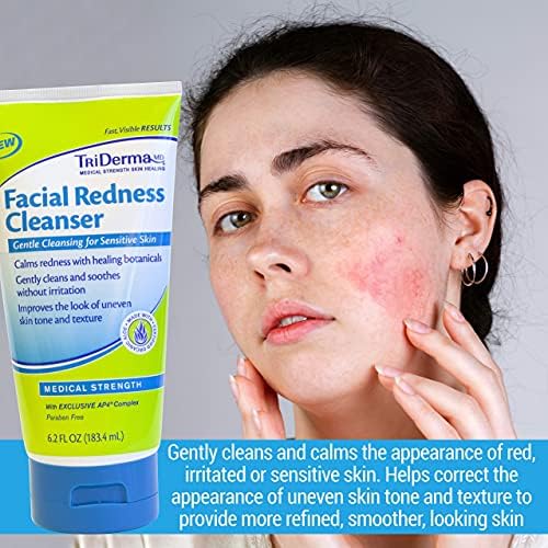 Triderma facial Redness Skin Care Bundle, umirujuće olakšanje za Crvenu, iritiranu ili osjetljivu kožu,