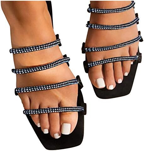 Ljetne papuče za žene postavljaju kombinaciju od kamenčića i remena modne papuče sandale za stopala ženske