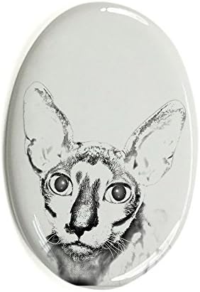 Art Dog Ltd. Cornish Rex, Ovalni nadgrobni spomenik od keramičke pločice sa slikom mačke