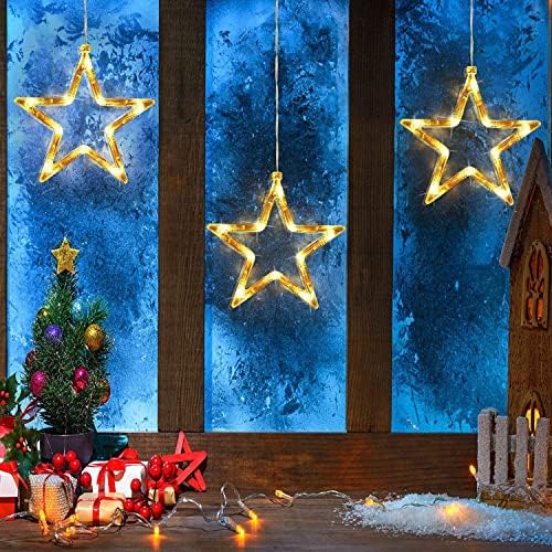 6 komada prozorska svjetla ukrasi Božić osvijetljeni znak topla bijela pozadina na baterije silueta žičana