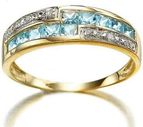 T-nakit Halo Aquamarine ženski zaručnički prstenovi od 18k zlata punjeni veličinom 6-10 mladenka