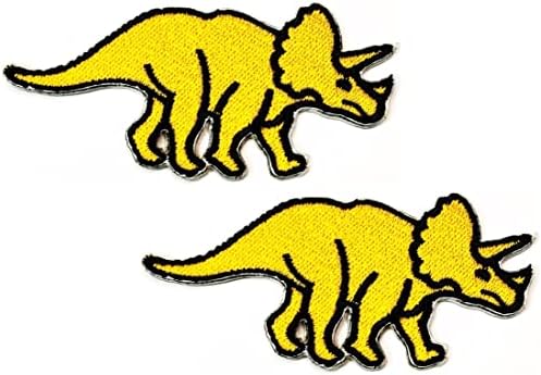 Kleenplus 3kom. Žuti Dinosaur Crtić gvožđe na zakrpama aktivnosti vezeni Logo odjevne farmerke jakne šeširi