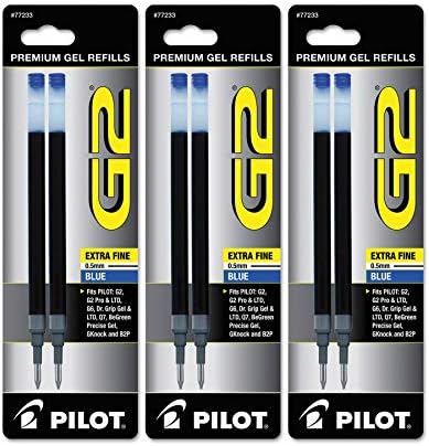 Pilot G2 gel olovka za punjenje, Extra Fine Point, 0.5 mm, plavo mastilo, 6 punjenja