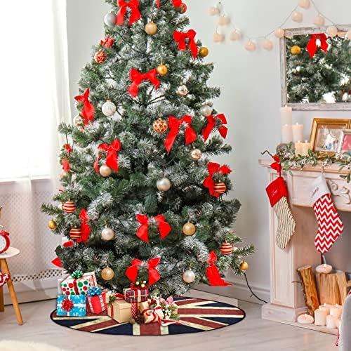 Xigua božićna stablo stablo mat vintage uk zastave okrugla prostirka za Xmas Decor Festive Odmor za odmor,
