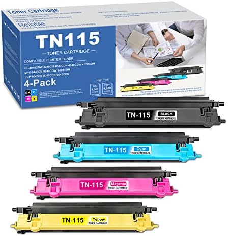 Tn115 Toner kertridž 4 Pakovanje: Yois kompatibilna zamena za Tn115bk TN115C TN115M TN115Y Toner radi sa