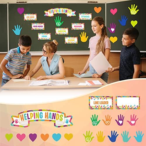 68 kom Helping Hands Oglasna tabla Tabela poslova u učionici svi su dobrodošli pomoć ruke Oglasna tabla granica za nastavnike Oglasna tabla zidna tabla kancelarijski dekor za povratak u školu