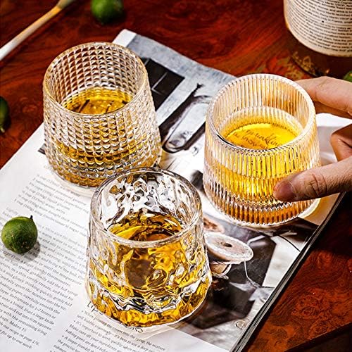 RareCi Flat bottom Crystal Whisky naočare, Premium 5oz Scotch naočare Set od 3, staromodne naočare,debelo