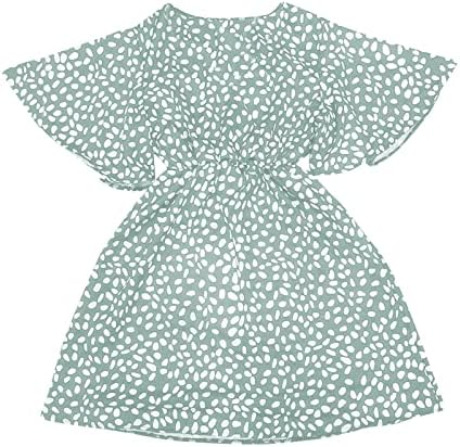 Fragarn Ležerne ljetne haljine za žene, ženska modna casual labava udobna tiskana V-izrez sa haljinom remena