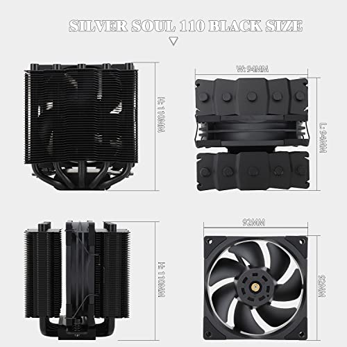 Thermalright Silver Soul 110 Crni CPU vazdušni hladnjak Dual Tower, 5x6mm toplotne cevi, tl-B9B PWM ventilator,