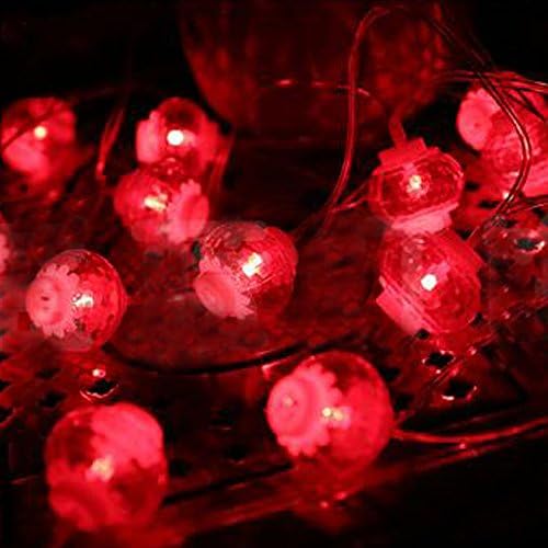Dreamworth lampioni žičana svjetla, 26.2 ft/8M 40 LED Crvena lampiona žičana svjetla na baterije bajkovita