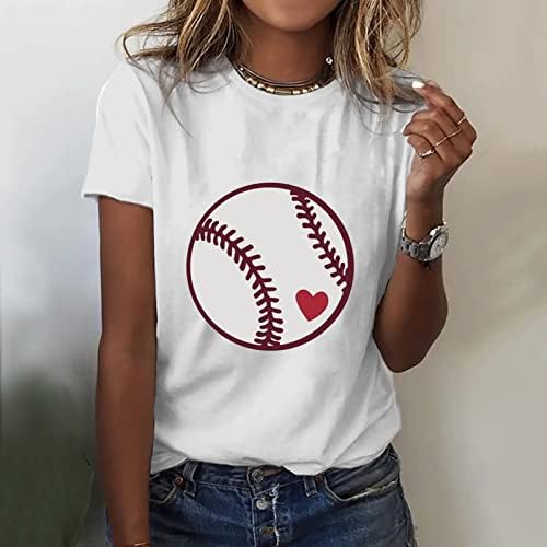 Miashui Extra dugih rukava modna majica Baseball Ispiši kratki rukav Summer Ležerne prilike Tunika Rayon